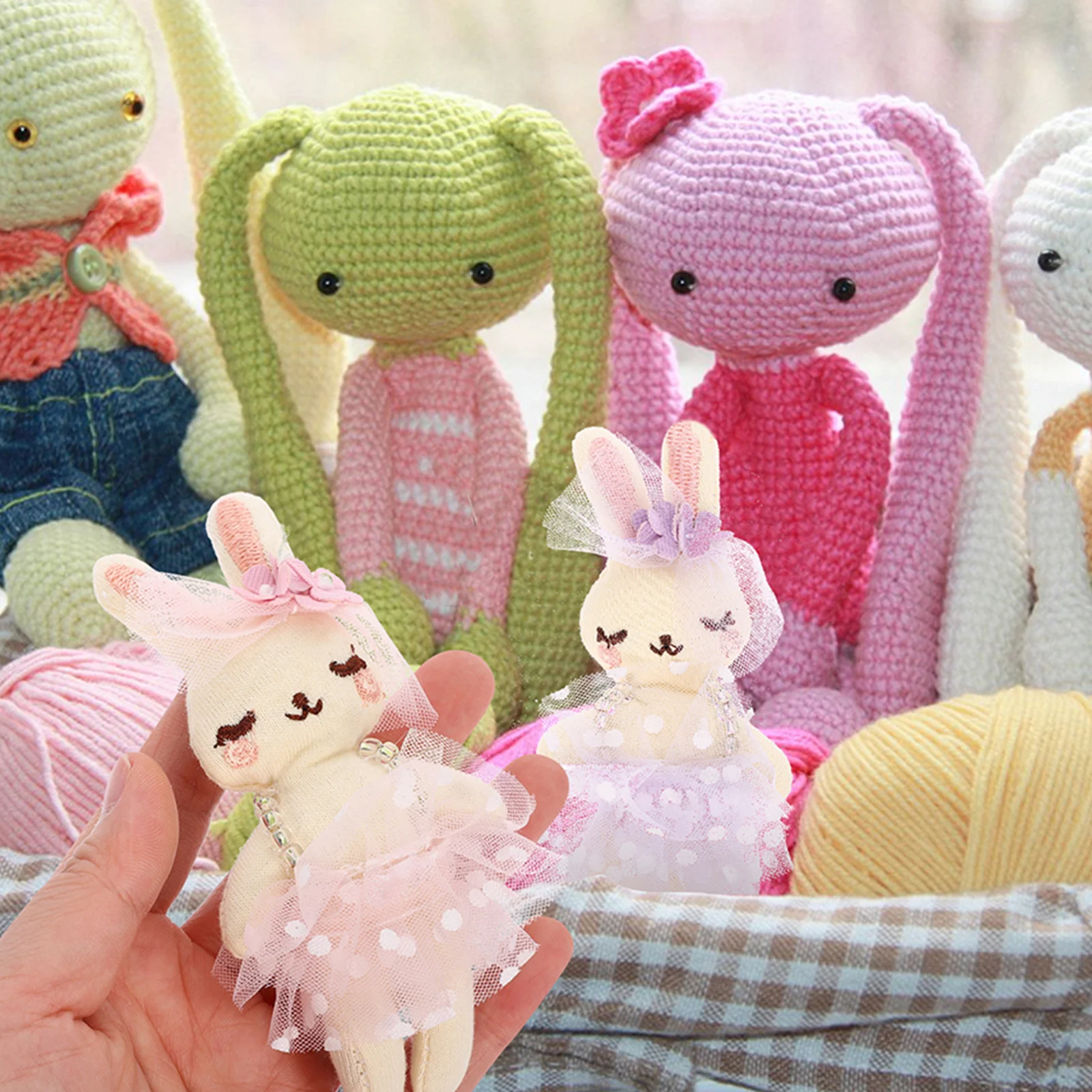 

8Pcs Tiny Stuffed Bunnies Soft Mesh Filling Creative Play Companion Lightweight Travel Friendly Decor Stuffed Bunny Rabbit