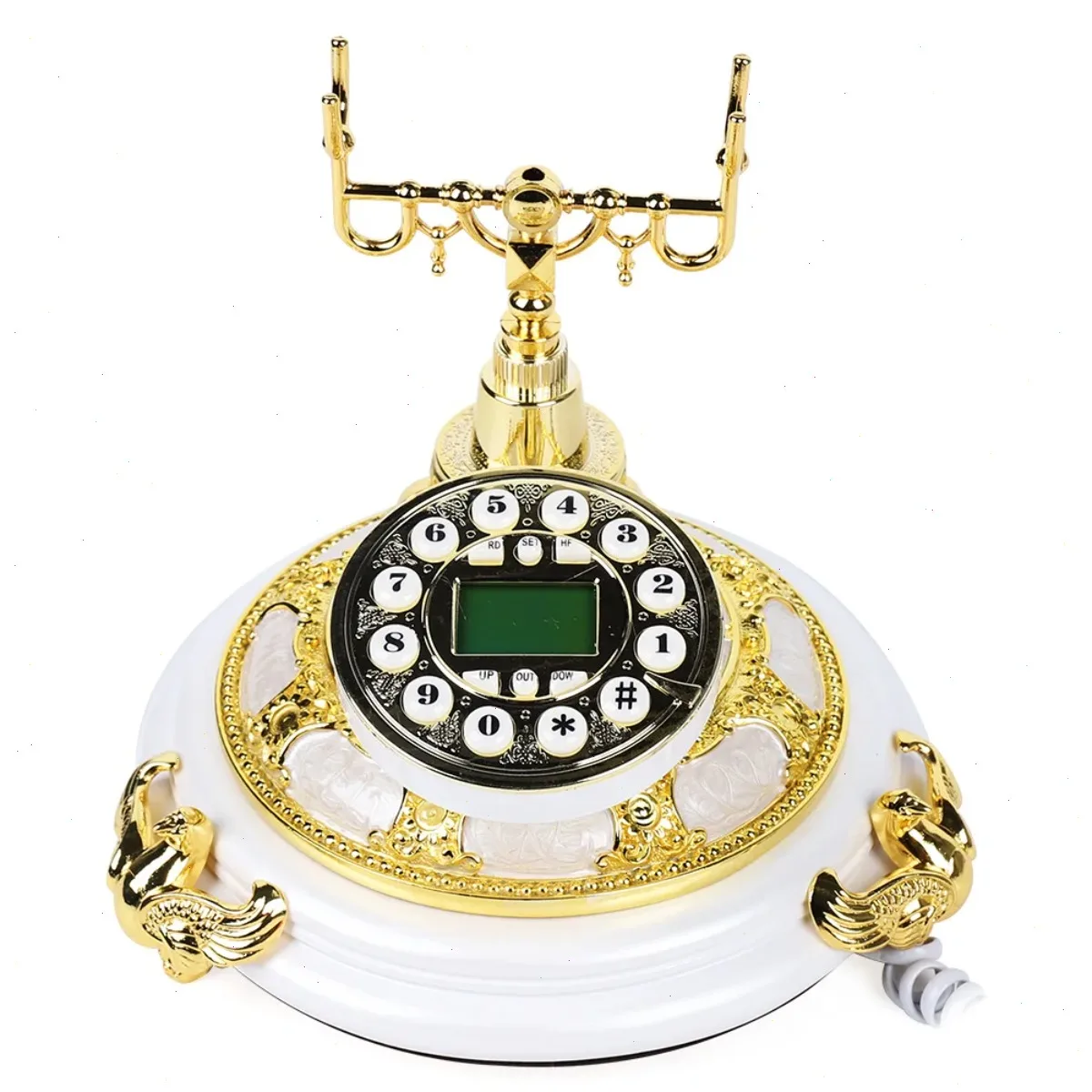Antique Phone, Retro Telephone, White Gold, Vintage Landline, with Speakerphone, Call Recording, Date Time Display, for Home Decor, Office, Living Room, Cafe, Decorative ﻿ view 4