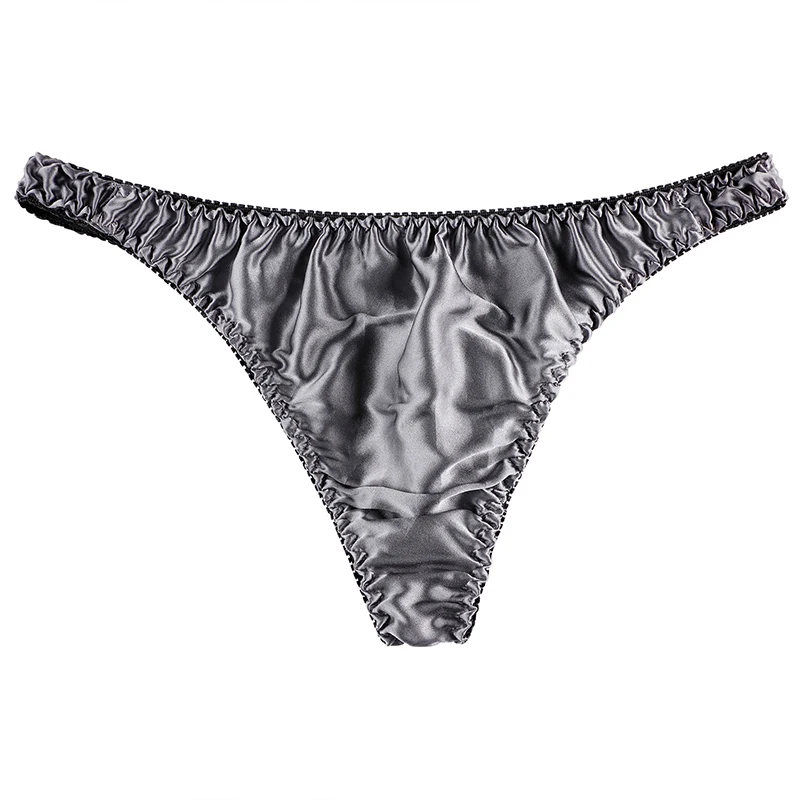 Tanga suave brillante aceitosa de Color sólido Sexy de tiro bajo a la moda para hombre, ropa interior Sexy de seda transpirable, bragas elásticas de verano para hombre