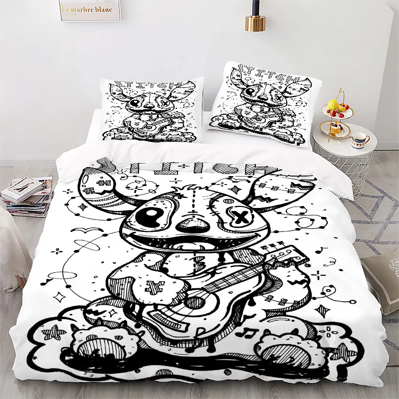 Rabbit Sketch - Digital Printed Duvet Set - Polyester - Bedroom Decoration -1 Bed cover +2 Pillowcase (no pillow core)