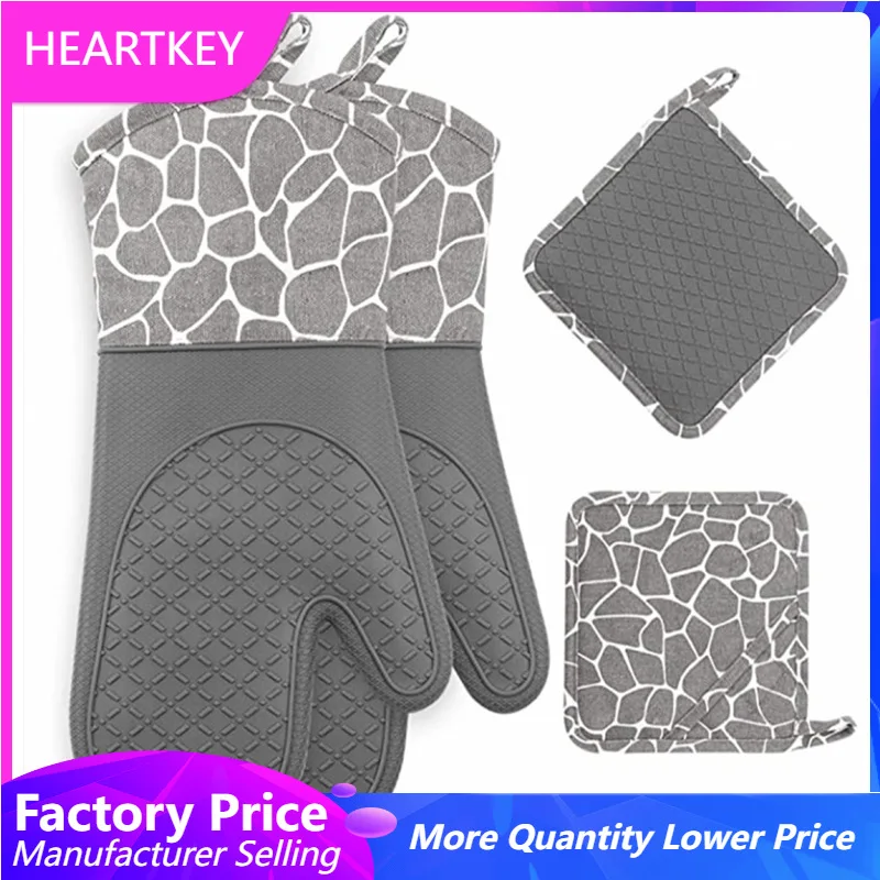 

Kitchen Gloves For Baking BBQ Anti-scalding Grill Oven Mitts Baking Gloves Silicone Heat-insulation Pad Cooking Tools