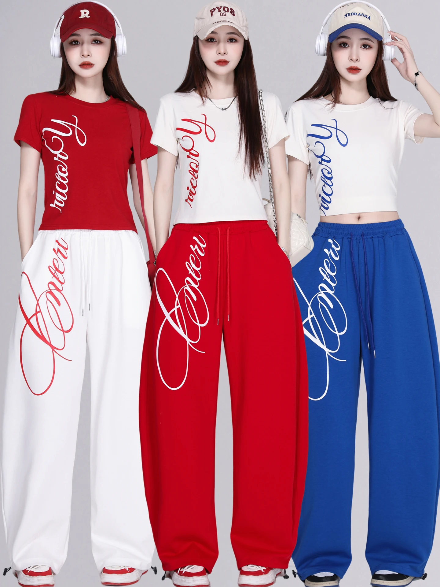 

Adult Women's Jazz Dance Outfit Streetwear Hip Hop Performance Sport Pants Two-Piece Set Summer Cotton Traditional Costume