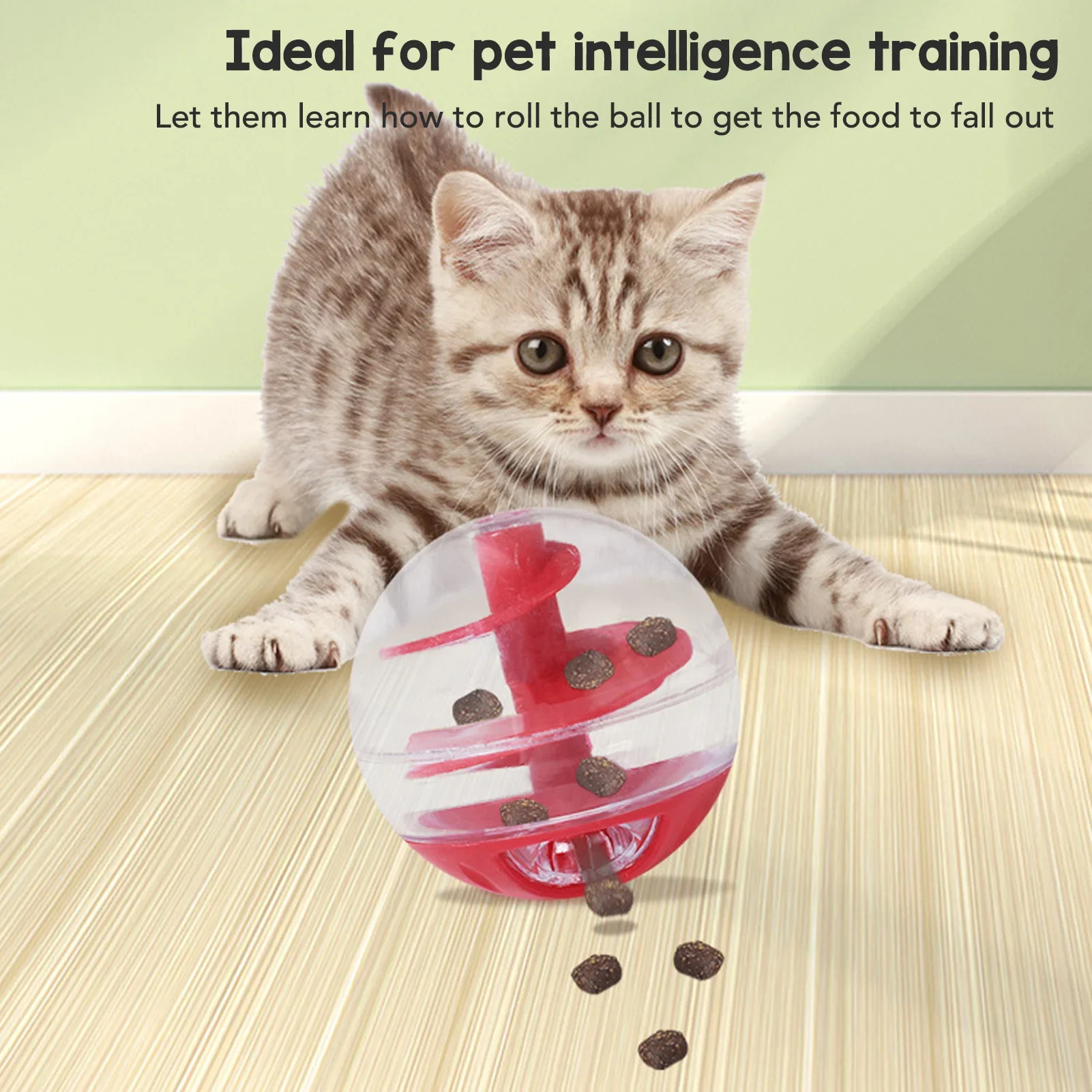 ลูกบอลจ่ายอาหารแมว Cat Treat Dispensing Ball กัด Interactive สัตว์เลี้ยงช้า Feeder ปริศนาสําหรับลูกแมว