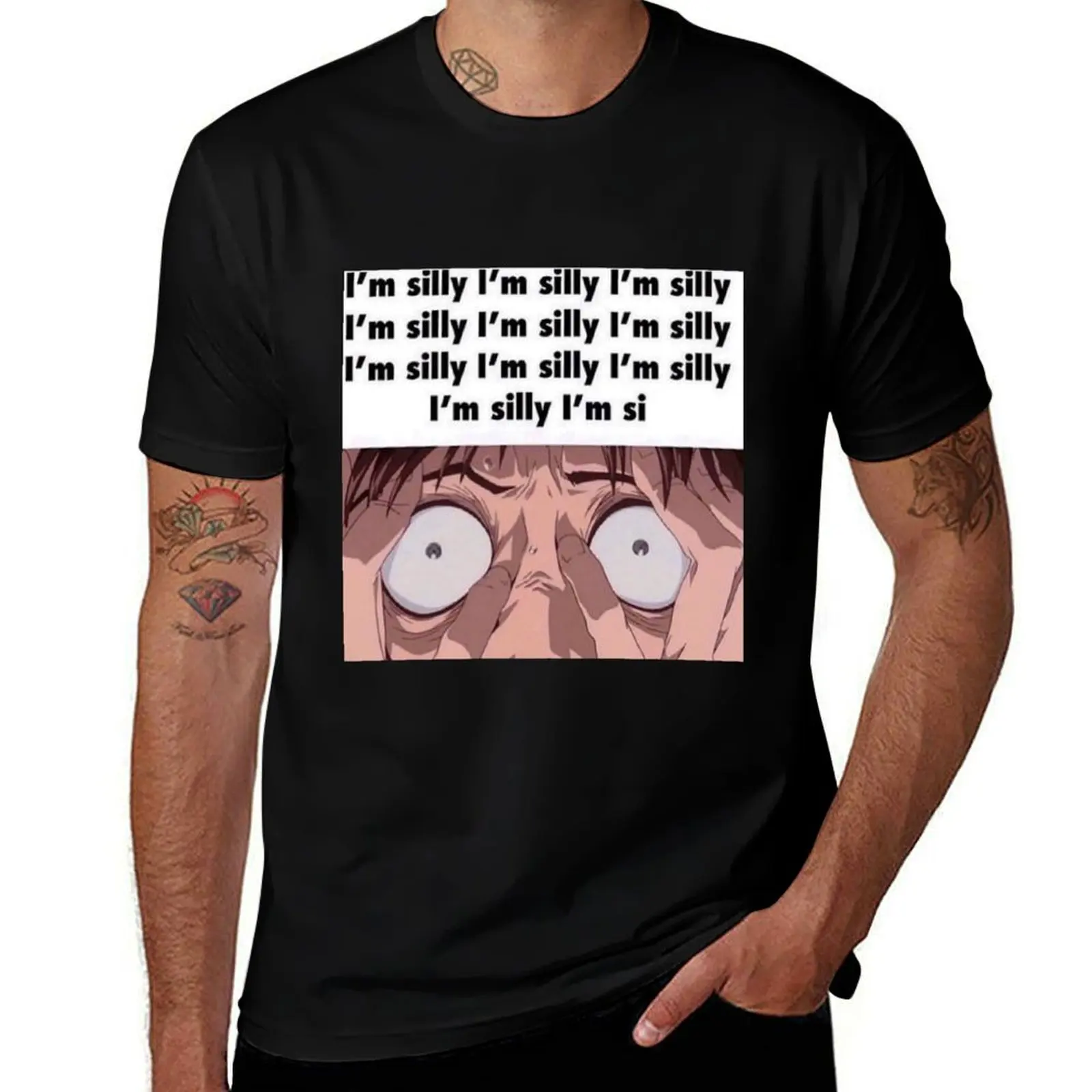 

i'm silly evangelion shinji meme T-Shirt customs design your own topping mens graphic t-shirts anime