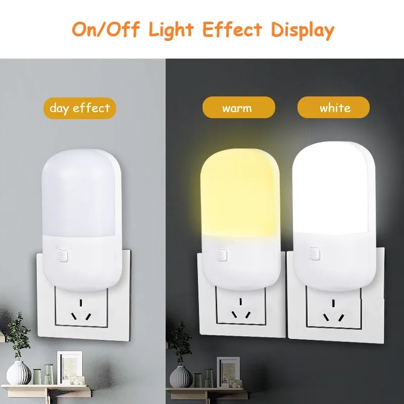 

LED Plug-in Switch Night Light Two-color Lamp Energy Saving 3W Mini Light For Children Kids Bedroom Bedside Corridor Night Lamp