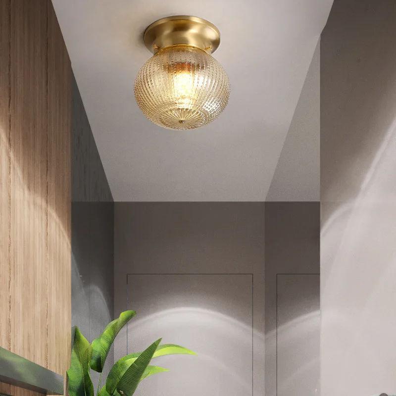 Modern balcony, American style ceiling light, hallway wall, villa, creative interior, dressing room, copper ceiling light