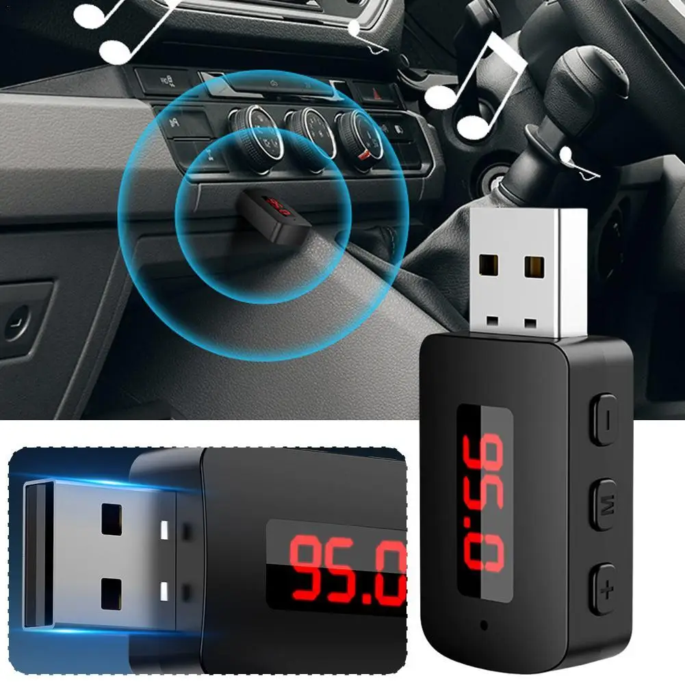 

Bluetooth 5.4 Mini USB Receiver with LED Display Handsfree Call Car Kit for FM Radio Transmitter Auto Wireless Audio