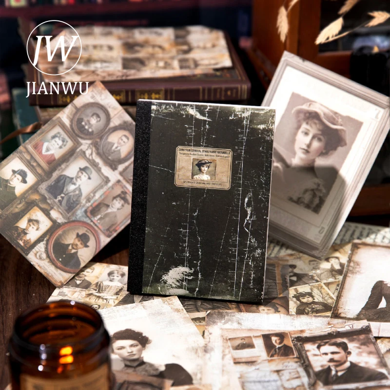 JIANWU Philosophy of The Wind Series Vintage Character Wall Landscape Collage Material Paper Creative Junk Journal Stationery