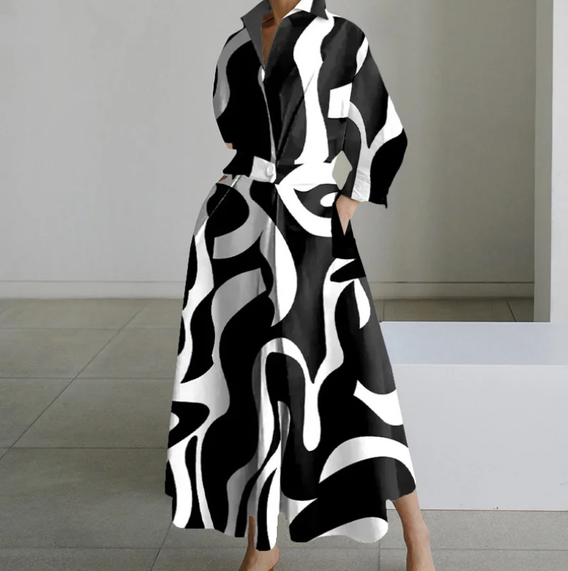 

Oversized Elegant Women Spring Sundress ZANZEA Fashion Lapel Neck Long Sleeve Solid Long Shirt Dress OL Vestidos Robe Femme Comm