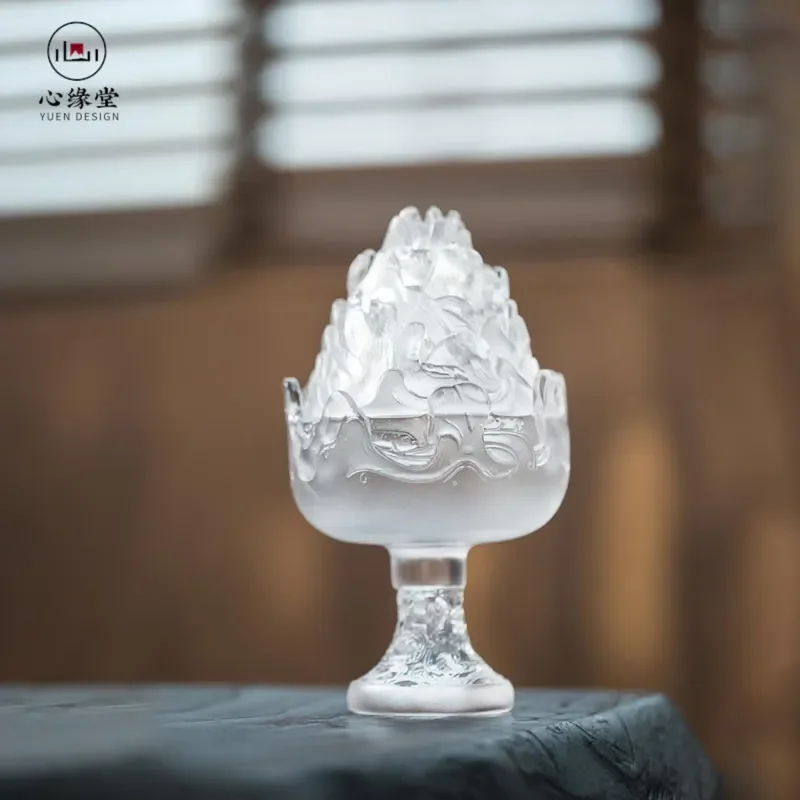 Handmade Heat Resistant Glass Incense Burner Luxury Zen Boshan Censer Wax Cast Home Decoration Aromatherapy Holder for Living