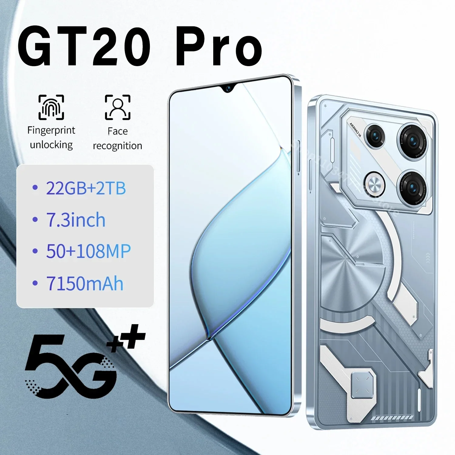 

Original GT20 Pro Smartphone 7.3inch Global Version 22G+2TB Snapdragon8 gen3 Android13 50+108MP 4G/5G Cellphone Mobile Phone NFC