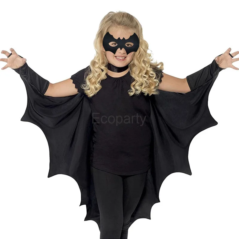 Fato de Morcego de Halloween com Máscara Infantil, Capa Vampira, Roupa Masquerade, Morcego Preto, Meninos e Meninas, Festa Purim, Novo