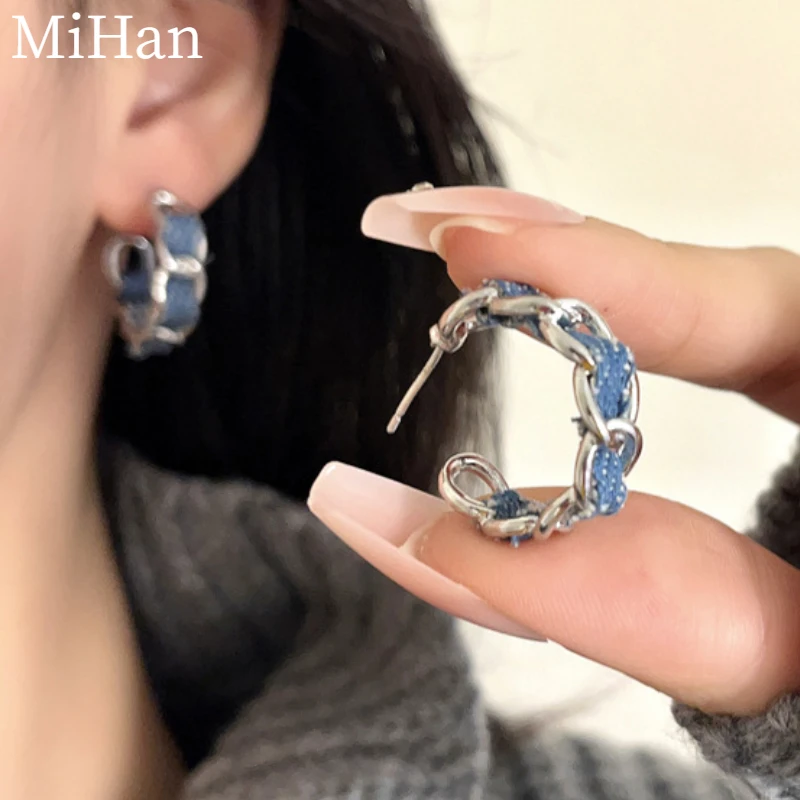 

MiHan Fashion Jewelry 925 Silver Needle Sweet Korean Temperament Hoop Earrings For Women Party Gifts Simply Design Accessories