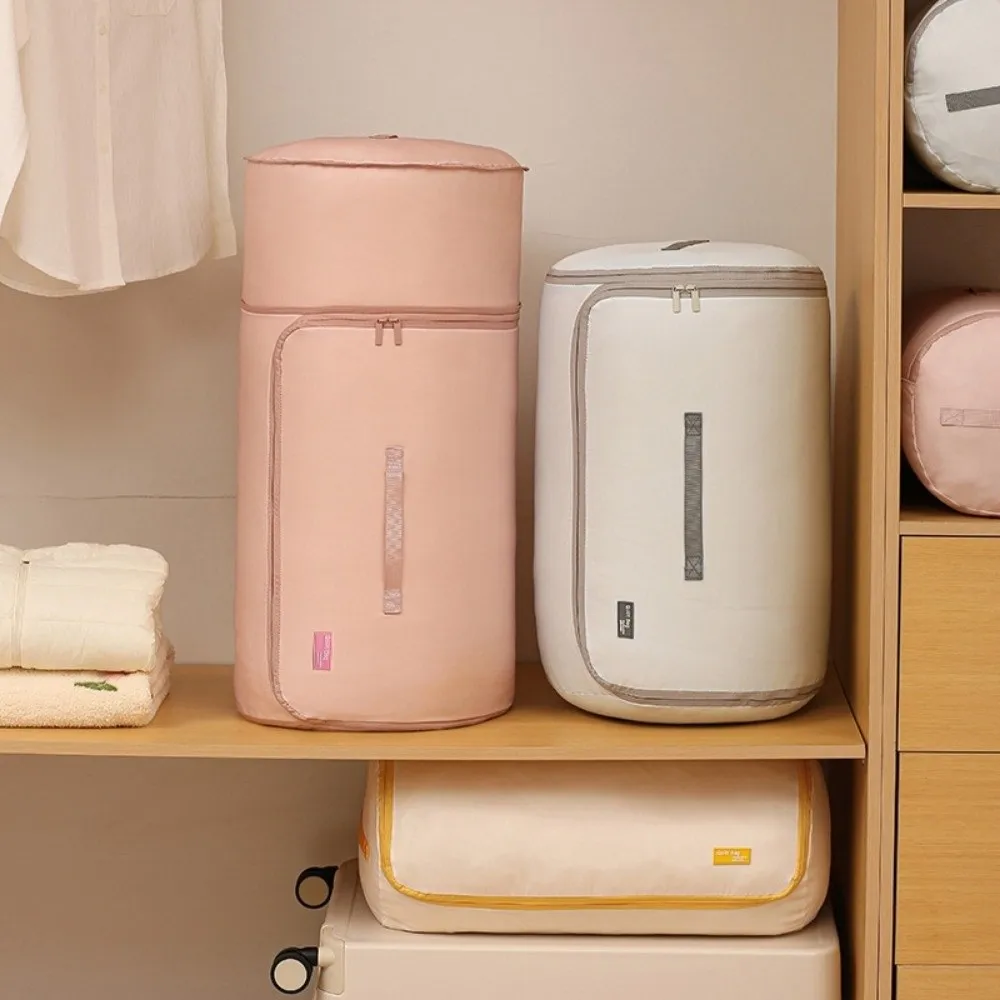 

Moisture-proof Cylinder Quilt Storage Bag Dustproof With Zipper Luggage Packing Bag Compressible Design Large Cylinder