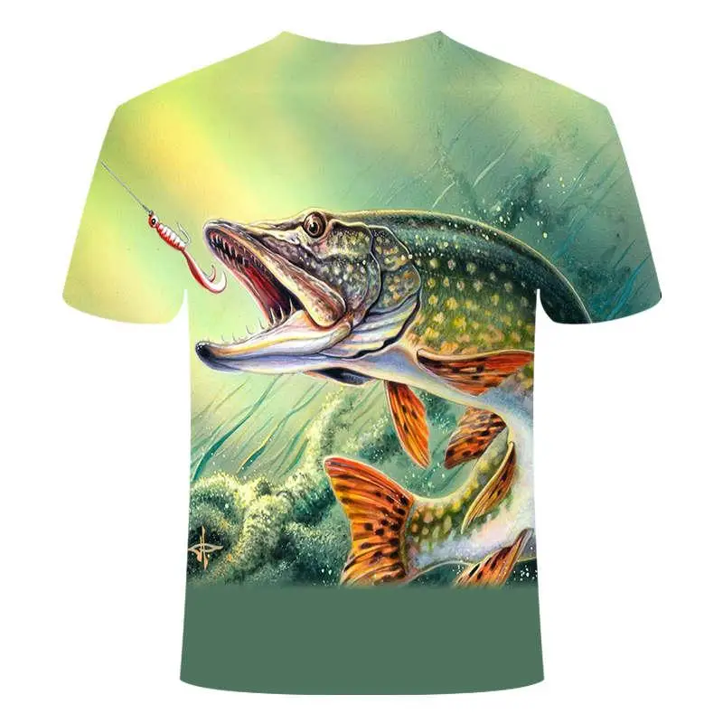 Summer The Latest 2021. Fish Outdoor T-Shirt Men 3D Cool Print Fishing Men Short Tops Ocollar Casual Men Fishing T-shirt Poissons