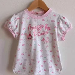 Summer New Cute Cartoon Printed Sweet Girl Fairy T-Shirt Lace Ruffle Edge Y2k Aesthetic Graphic T Shirts Japanese T Shirt Women