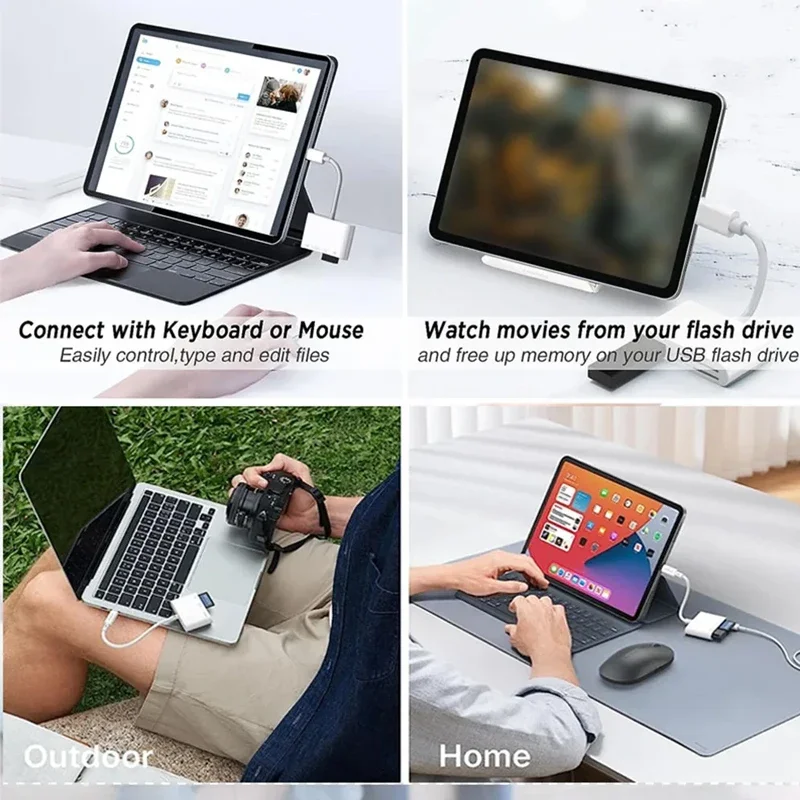 4 في 1 نوع C قارئ بطاقات عالية السرعة USB SD TF قارئ بطاقات الذاكرة آيفون 16 15 هواوي Xiaomi محول الشحن محول