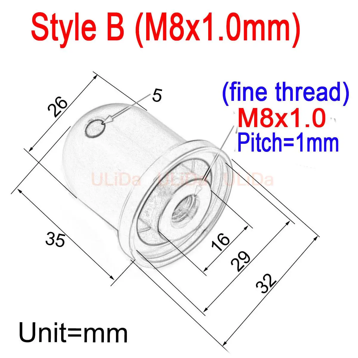 ขนาดอลูมิเนียม SPINNER PROP NUT M8 D 32 มม.1.25 นิ้วสําหรับ DLE20 YS RCGF/ SAITO FA-100 180 FA-182TD FG-21 17 GF30 จังหวะเครื่องยนต์