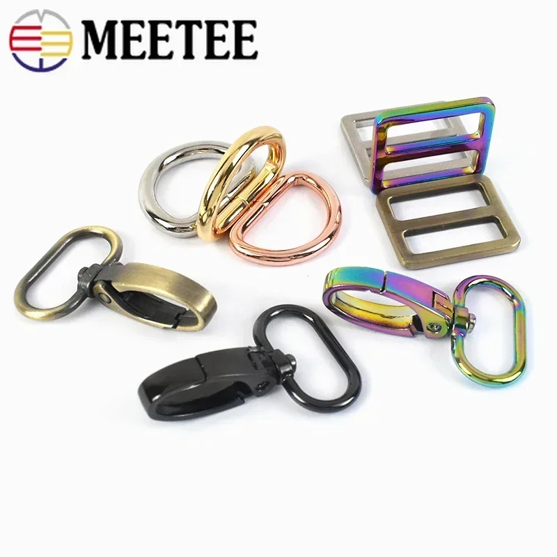 2Sets 16-38mm Metal Buckle Lobster Clasp D Ring Tri Glide Buckles for Bag Strap Dog Collar Adjuster Hook DIY Accessories