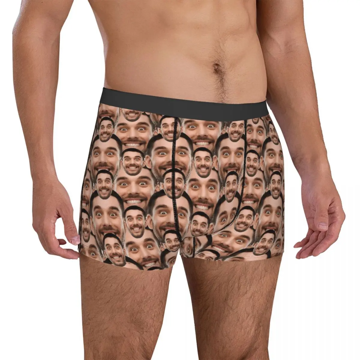 Custom Head Image Underwear Breathable Panties Customs Boxer Brief For Male 3D Pouch Large Size Trunk