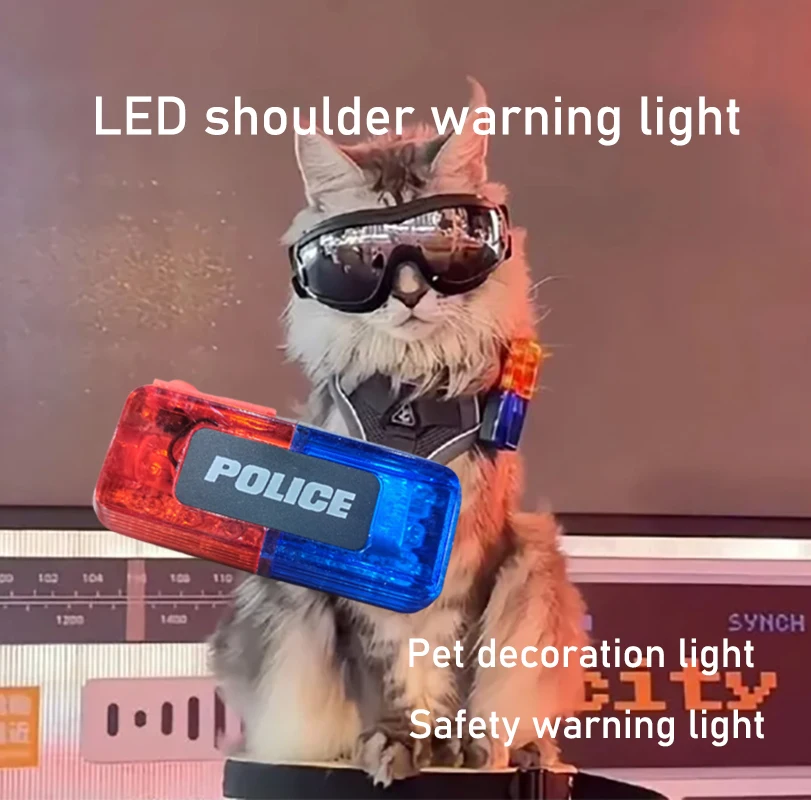 LED Blue Red Shoulder Lamp USB Charging Flashing Light Pet Decor Lighting  IP65 Cool Light Night Safety Warning Lamp PC Cosplay