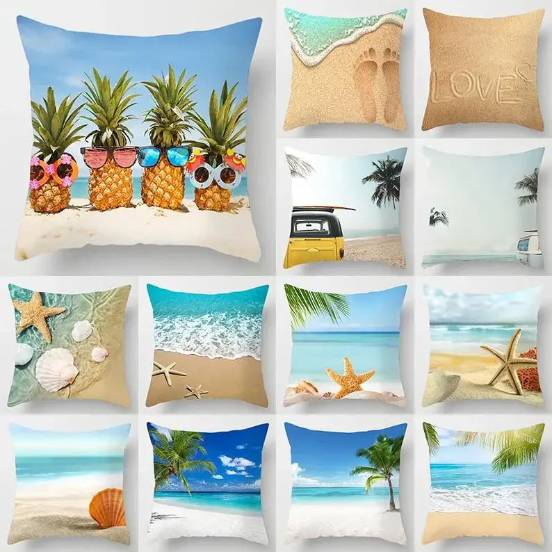 Beach Scenery Home Office Decor Pillow Bedroom Sofa Car Cushion Cover