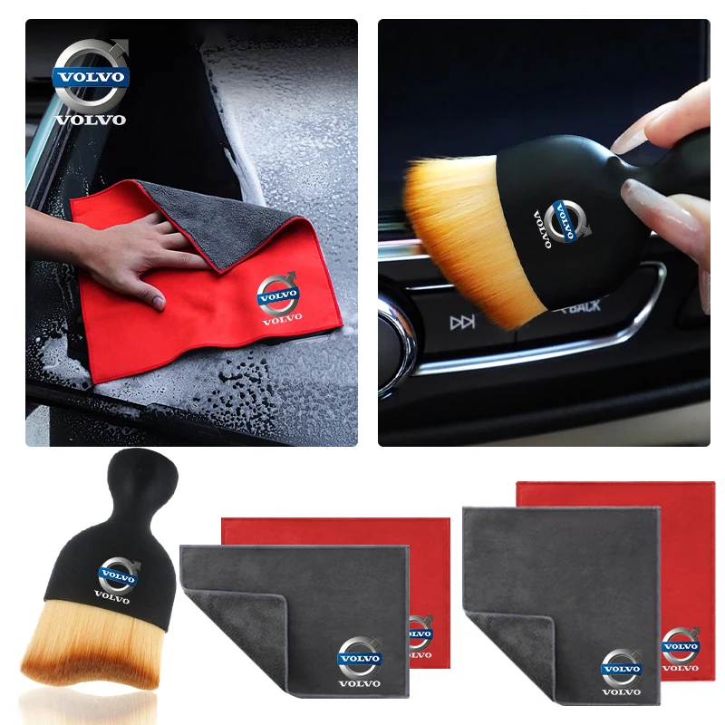 Car Badge Dust Brush Interior Detail Gap Air Vent Cleaning Soft Brush For Volvo RDESIGN XC60 XC90 S60 S80 S60L V40 V60 AWD V90