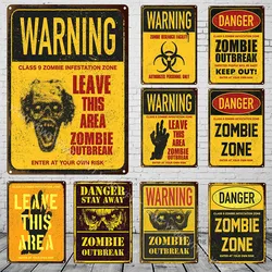 Warning Zombie Poster Danger Vintage Tin Signs Beware of Dog No Parking No Trespassing Metal Plate Garden Home Wall Decor