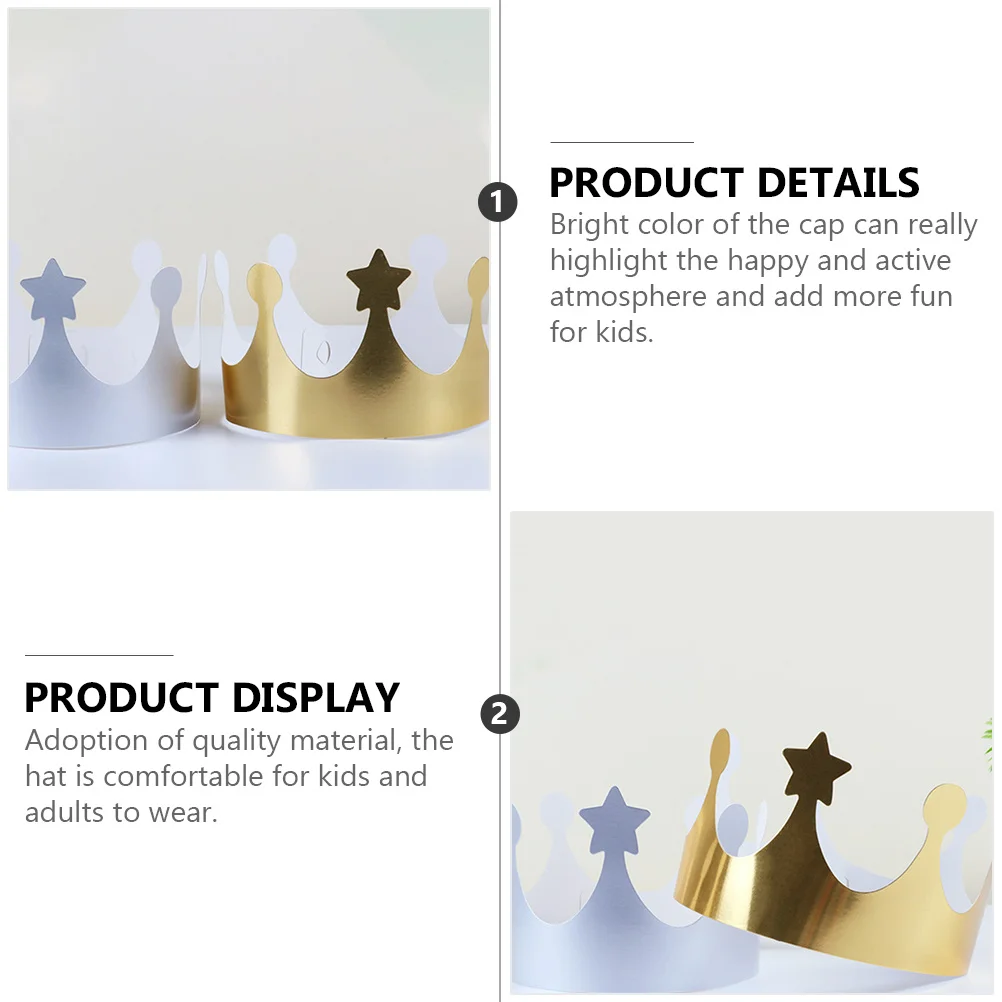 

20Pcs Birthday Party Hat Golden Crown Reusable Paper Fun Celebration Accessory for Adults Bright Wearable Decor
