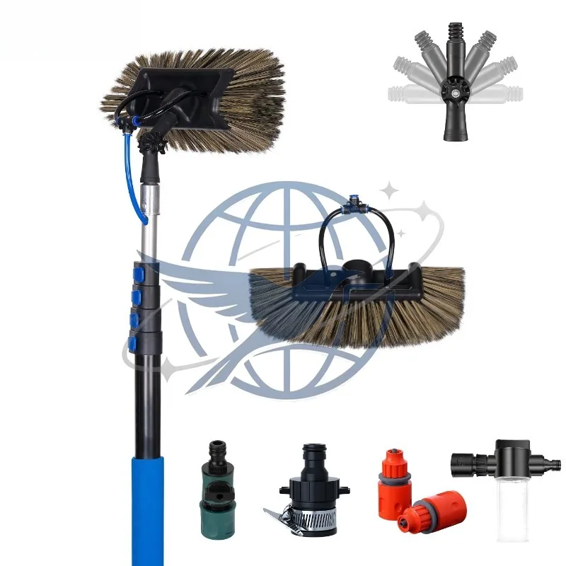 Solar PV Panel Cleaning Kit Aluminum Alloy Telescopic Rod Cleaning Tool Water Brush