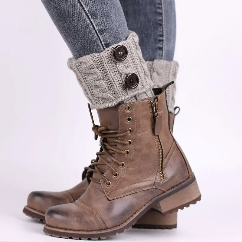 

Cable Knit Boot Cuff Leg Warmers - Winter Knitted Boot Socks with Buttons Women Fashionable Foot Coverings