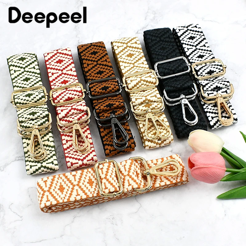 

1Pc 38mm Jacquard Canvas Bag Strap for Women's Handbag Replace Handle 75~130cm Adjust Shoulder Straps Crossbody Bags Accessories