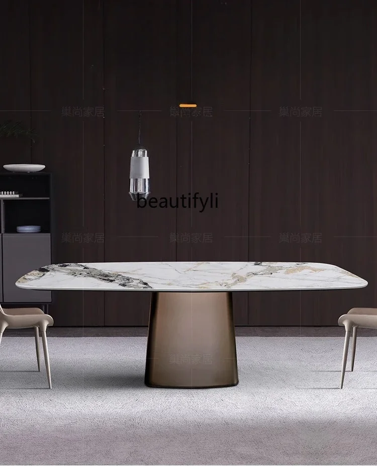

Italian light luxury marble dining table and chair combination household small apartment modern simple dining table1184
