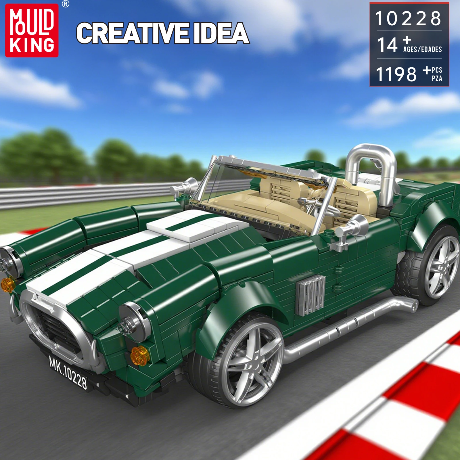 

Mould King 10228 AC Cobra Building Blocks Classic Convertible Sports Car Retro Vintage Car Model Kids Assembly Toys Gift 1198PCS