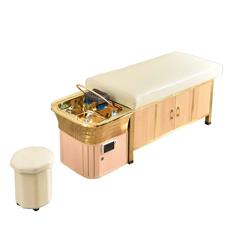 

Massage head treatment bed Golden ceramic basin Water circulation medicine soup water bed Hair salon Barber shop special bed