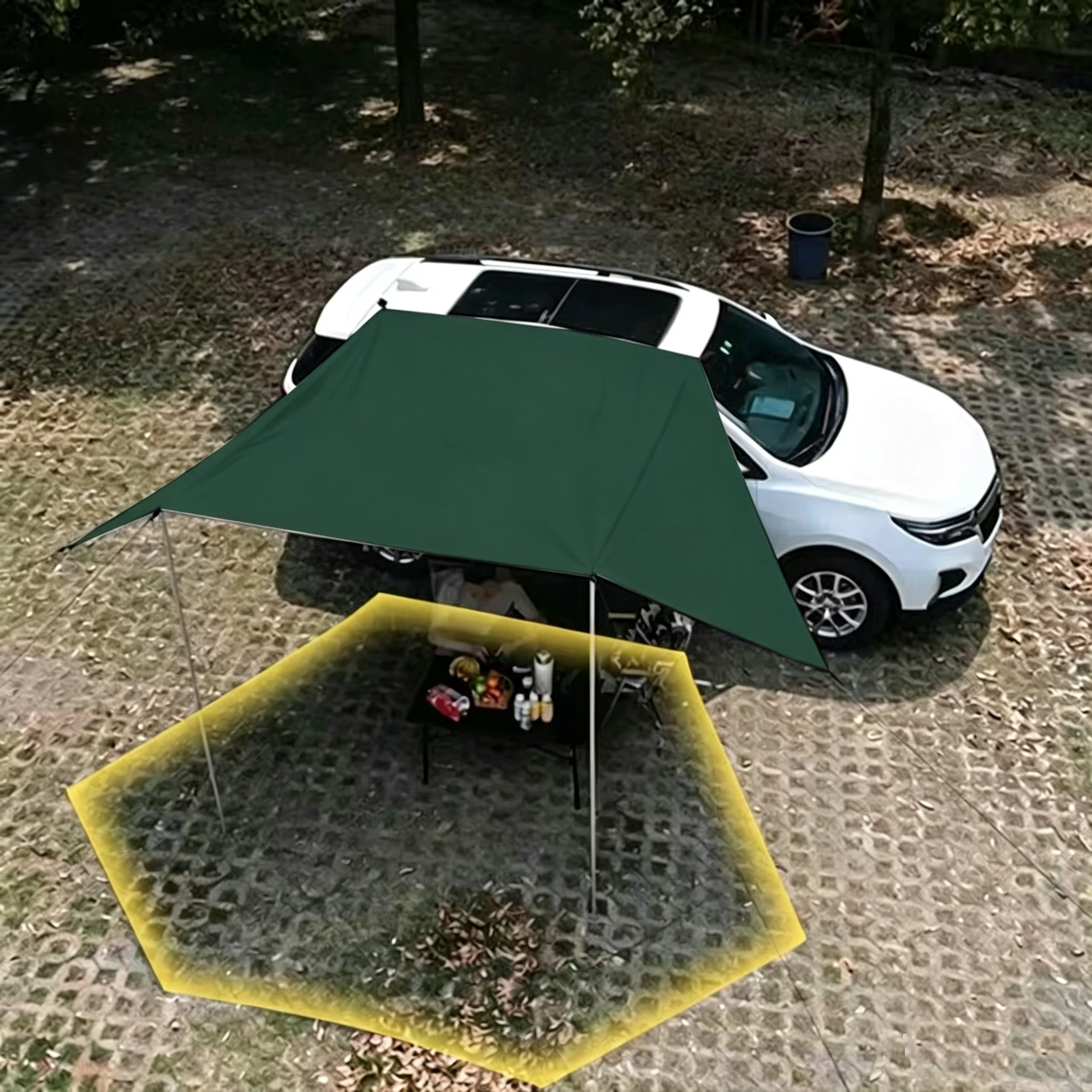 Outdoor-Zelt, Fledermausförmige SUV-Box-Abdeckung, Auto-Seitenzelt, Versilbert, Camping-UV-Zelt, Camping-Privatzelt – Detail 3