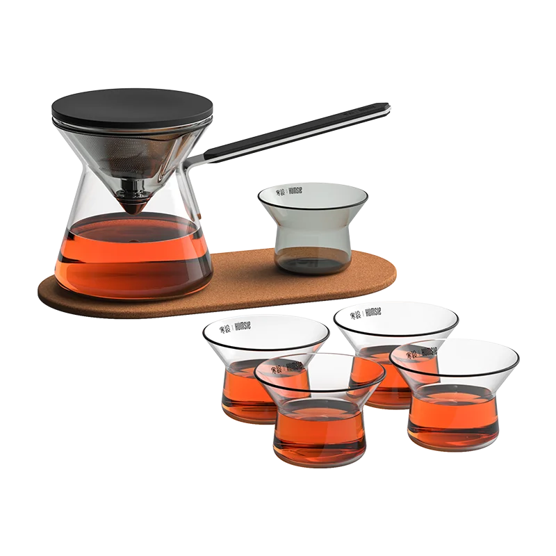 

Japanese Black Magic Teapot Service Glass Tea Maker With Side Handle Kettle Heatproof Cup of Tea Set