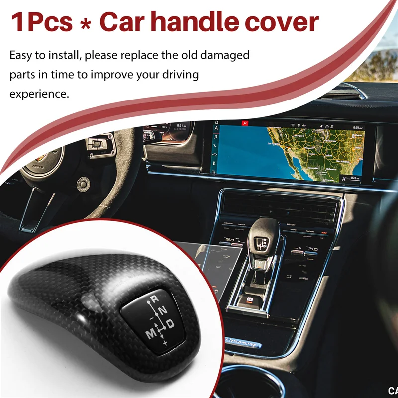 เปลี่ยนคาร์บอนไฟเบอร์รถหัวเกียร์เหมาะสําหรับลูกบิดภายในรถสําหรับ Porsche