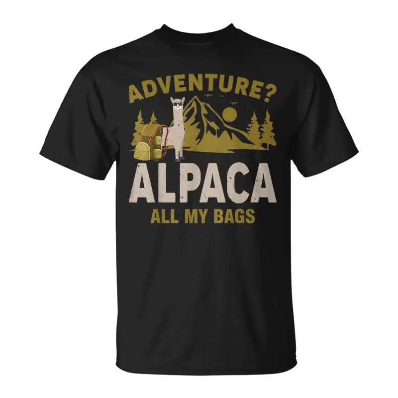 Adventure Alpaca All My Bags - футболка Llama Lover Traveler, новые подарки и футболки, мешковатые рубашки, мужские футболки с рисунком