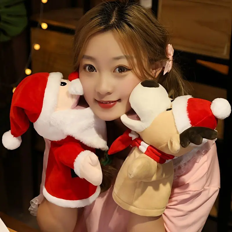 

30CM Santa Claus Reindeer Hand Puppet Toy Parent-child Performance Christmas Gift Doll Snowman Child Birthday Present