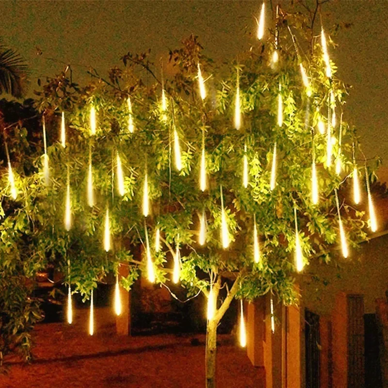 Meteor Shower Rain LED String Lights, 8 Tubes Fairy Guirlandas, Decorações de Natal para casamento, Festa ao ar livre, Luzes de feriado