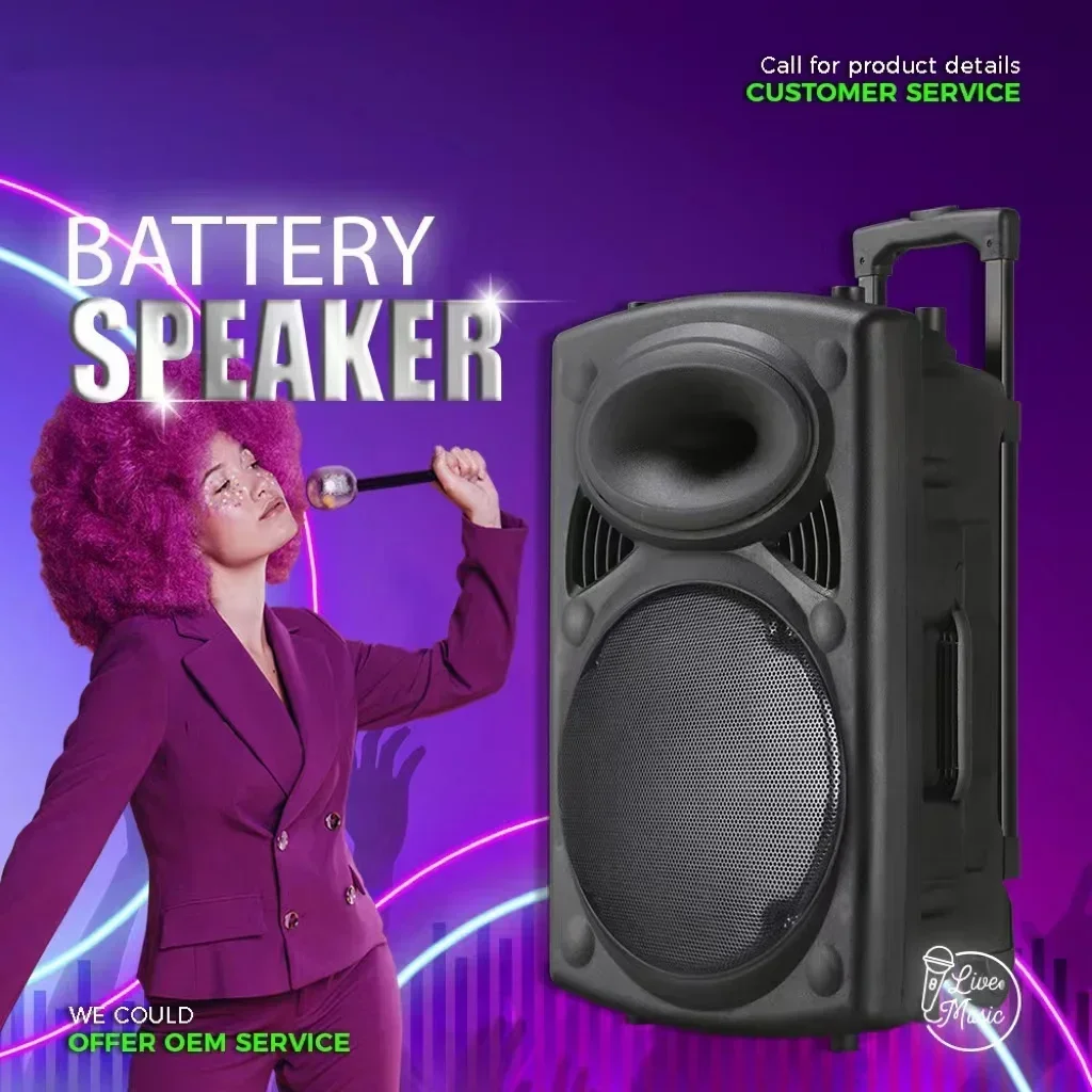 150W Bluetooth Speaker Column 15-Inch Subwoofer K Song Boombox Outdoor Square Dance Soundbox Wireless Microphone TF AUX U Disk