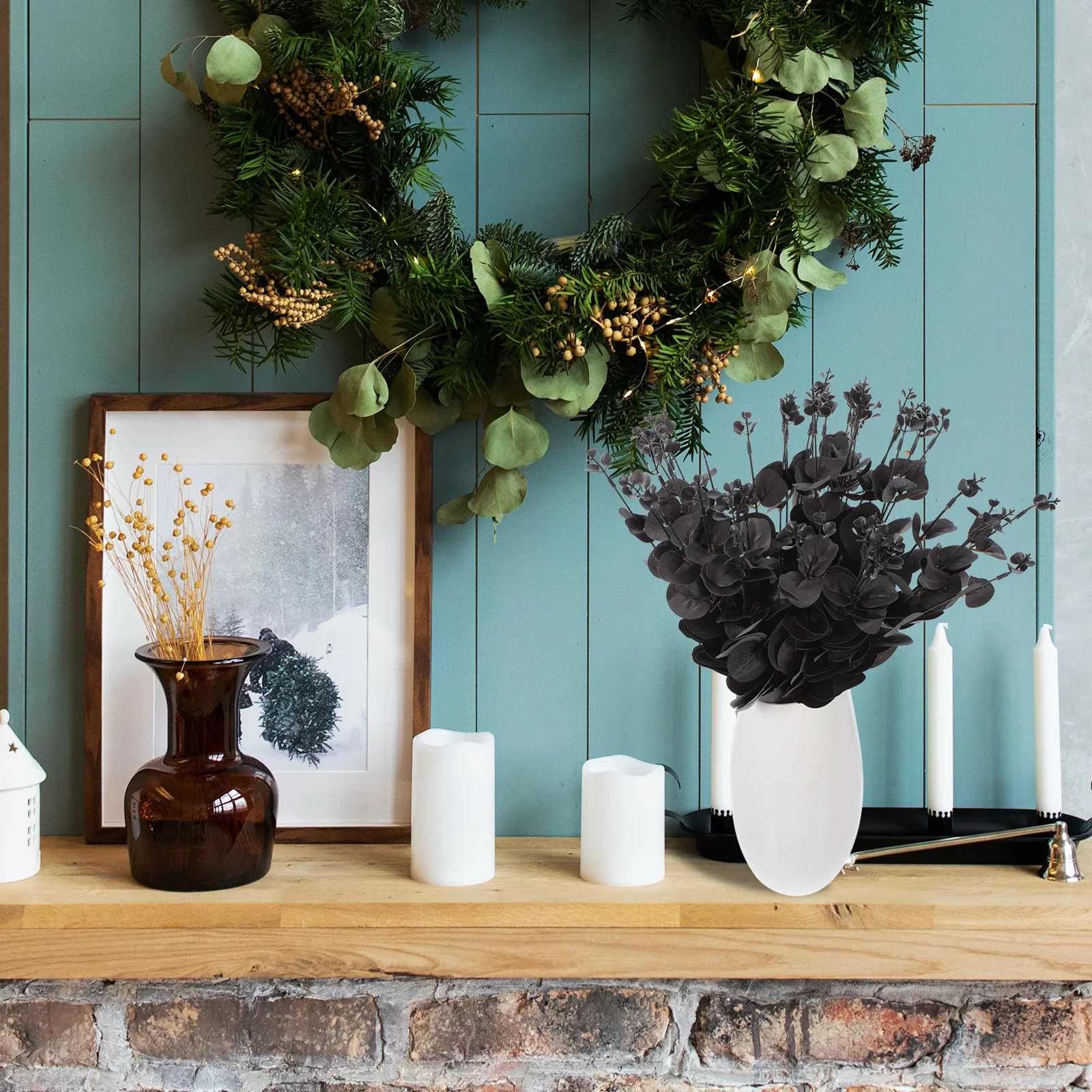 

3Pcs Fake Eucalyptus Stems Artificial Green Leaves for Wedding Home Party Decoration Long Lasting Faux Eucalyptus Picks