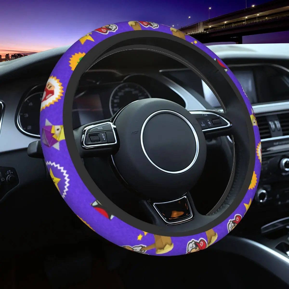 

38cm Car Steering Wheel Covers Cartoon Super Marios Universal Car-styling Elastische Car Accessories