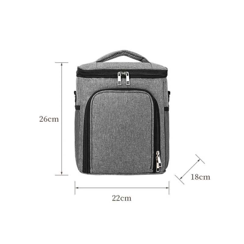 Large Capacity Double Layer Thermal Lunch Bag Picnic Food Insulated Storage Container Bento Milk Preservation Cooler Tote Bag