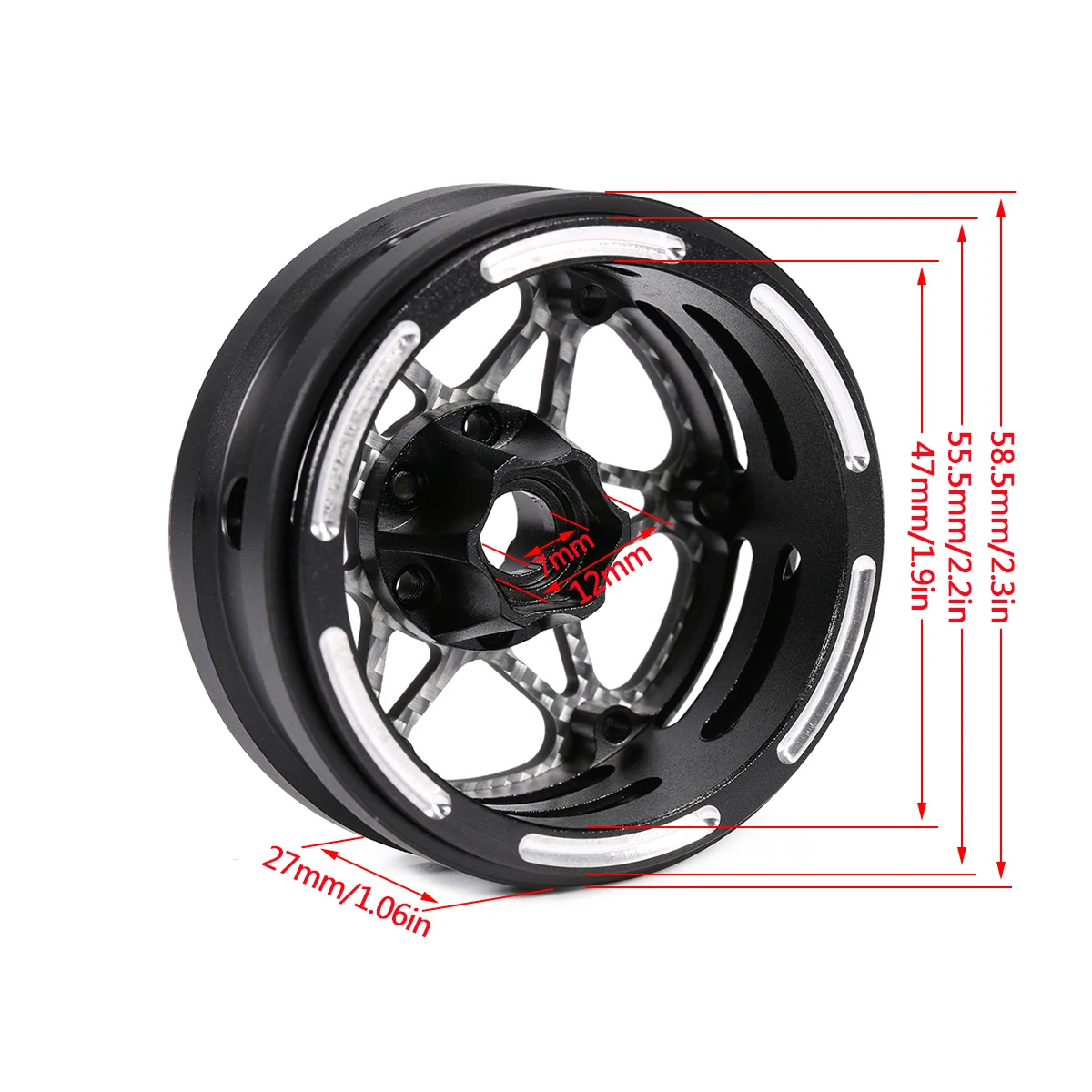 4PCS 1.9 Carbon Fiber Beadlock Wheels Rim for 1/10 RC Rig Crawler LCG Comp Builds SCX10 TRX4 Capra TGH Dlux Gspeed UGRC Chassis