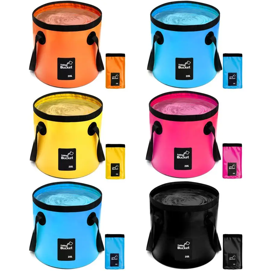 

6 Pcs 20L Collapsible Bucket with Handle 5 Gallon Folding Water Container Lightweight Foldable Bucket Portable for Outdoor Campi