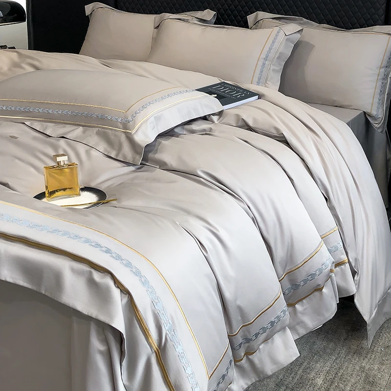200s Long-Staple Cotton Four-Piece Set Pure Cotton 100% Cotton Bed Sheet Quilt Cover European-Style Luxury High-End Household