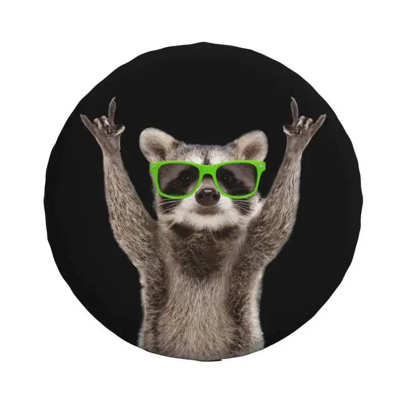 Custom Raccoon Green Sunglasses Spare Tire Cover   RV SUV Trailer Animals Car Wheel Protector Covers 14