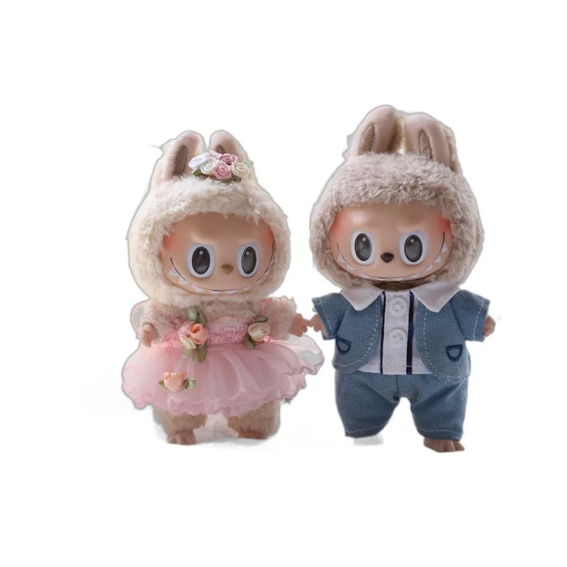 

17CM Bubu Macron Blind Box Pendant Dress for Sweet Wedding Couple Suit Casual Boy Girl Birthday Gift Plush Toy Doll Dress Up